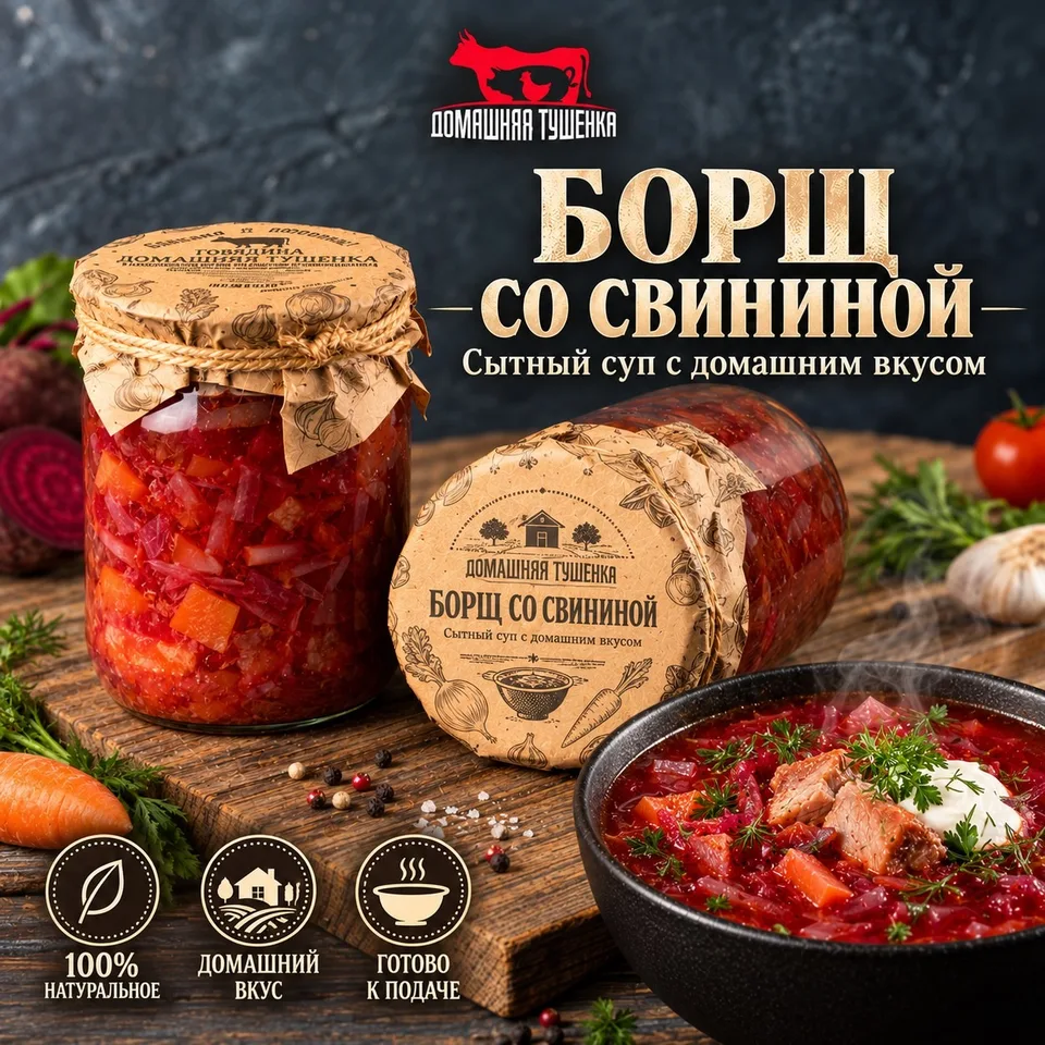 Борщ со свининой 500 гр.