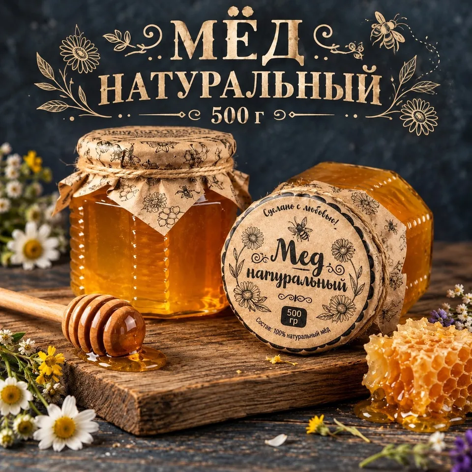 Мёд разнотравье 500 мл.