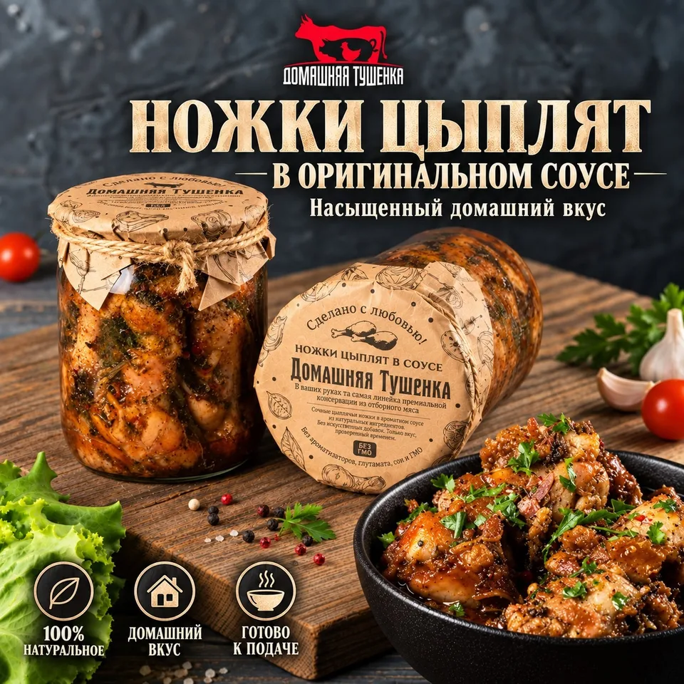 Ножки цыплят в соусе 500 гр. (крылья)