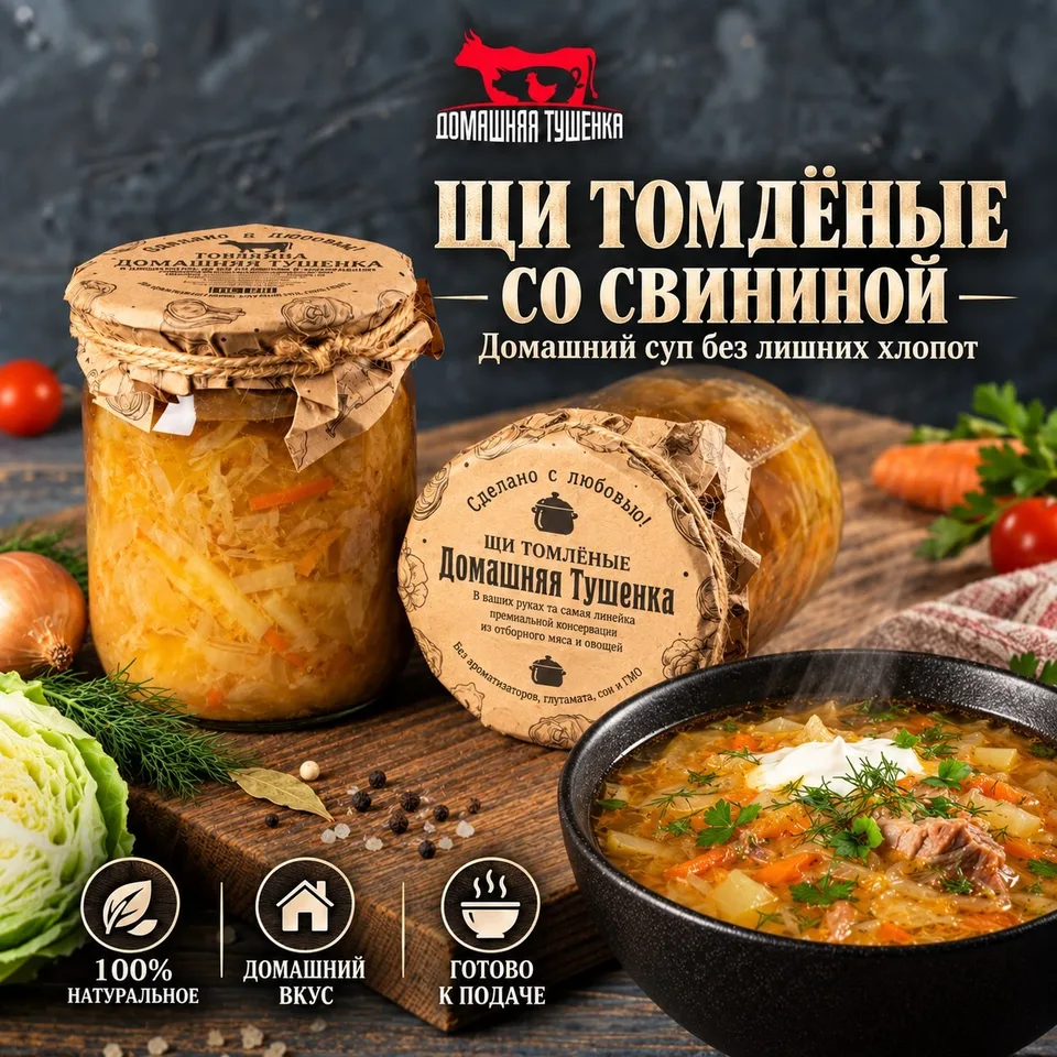 Щи томленые со свининой 500 гр.